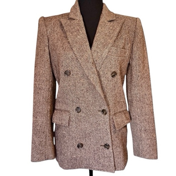Jackets & Blazers - Vintage Women's Double-Breasted lined Brown Wool Blazer size 4